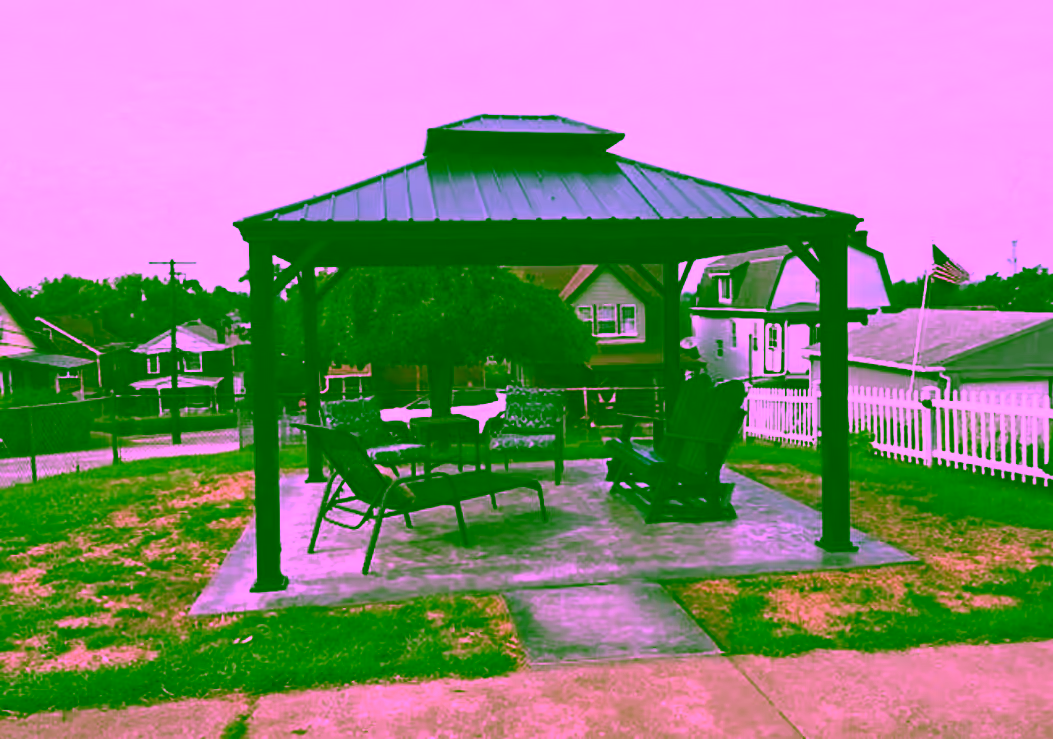 Concrete patio with gazebo