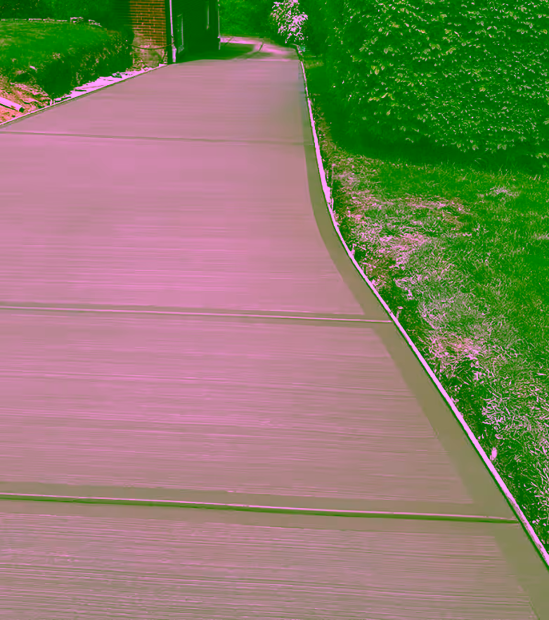 Curved concrete driveway