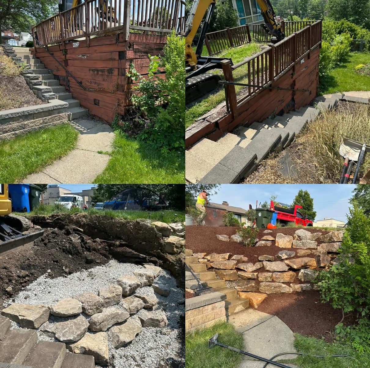 Boulder wall and drainage project