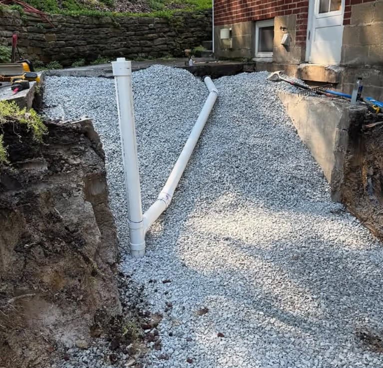 French drain installation