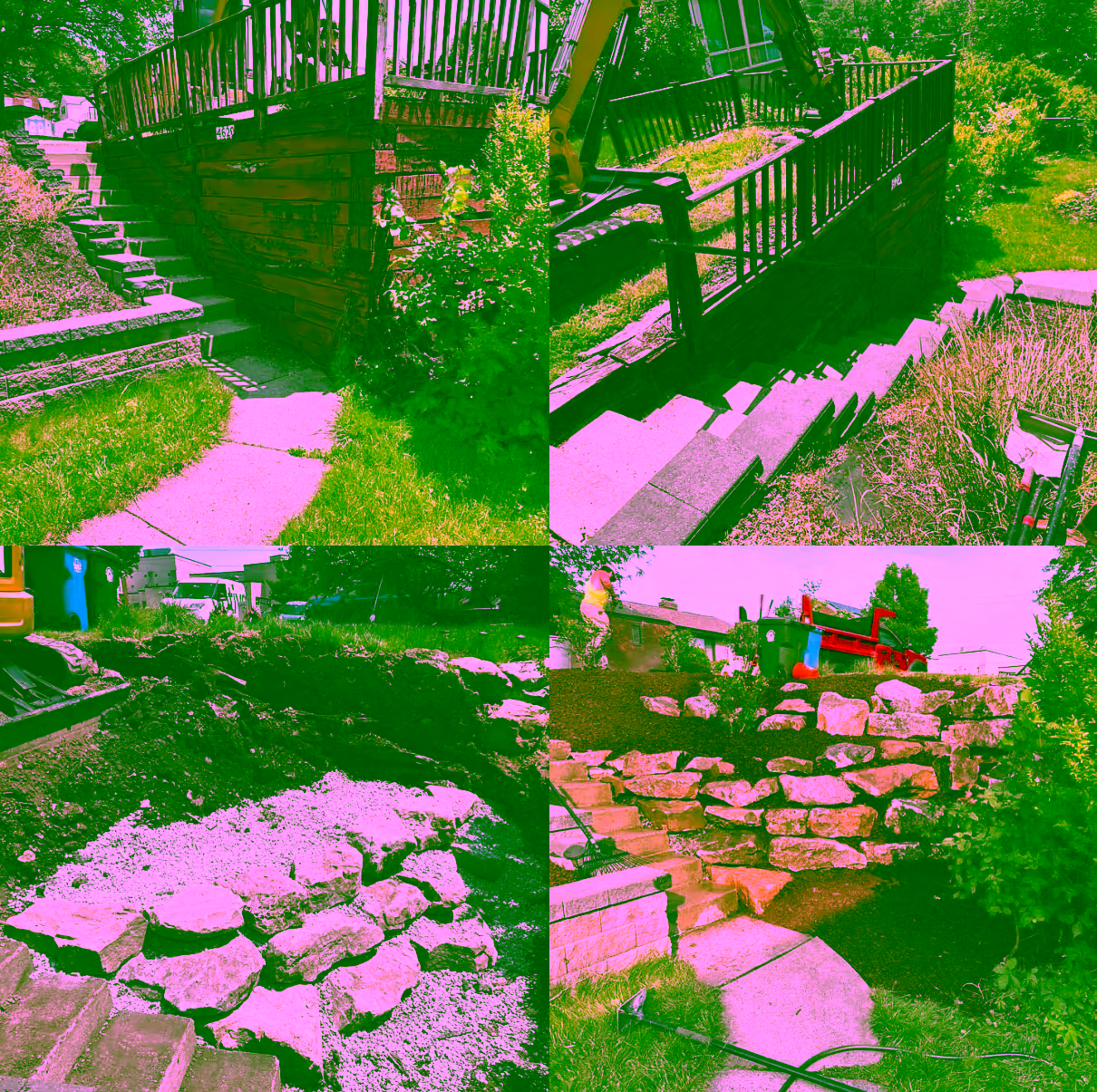 Boulder wall and drainage project